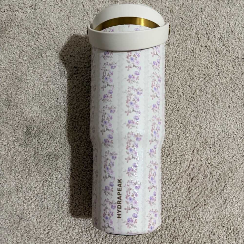 Hydrapeak White and Purple Floral Tumbler